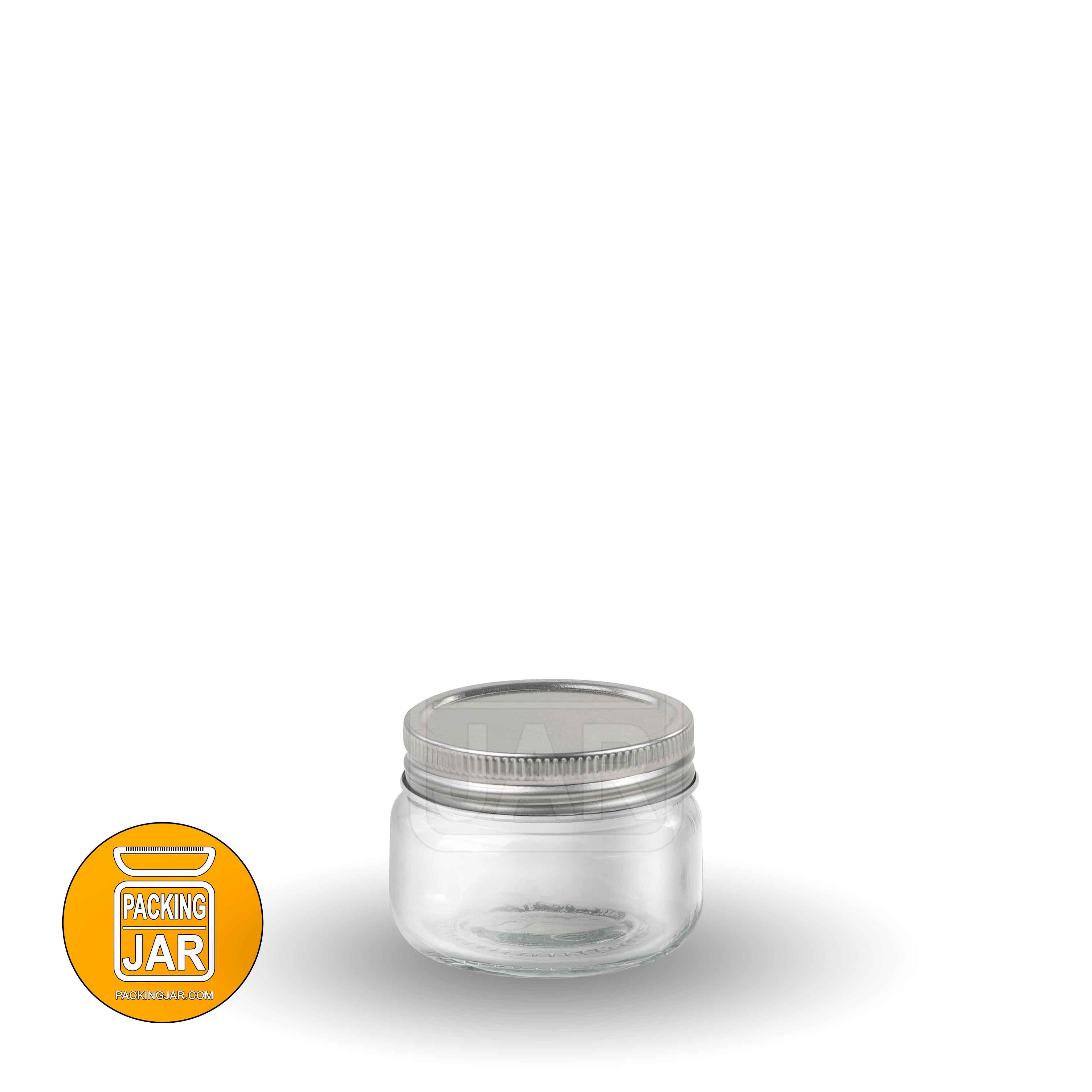 جار شیشه ای استوانه ای کانتینری آرم دار درب 68سایز 5